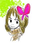 イラスト「蝶々のついた女性　かわいいイラスト　挿絵」新屋　斐